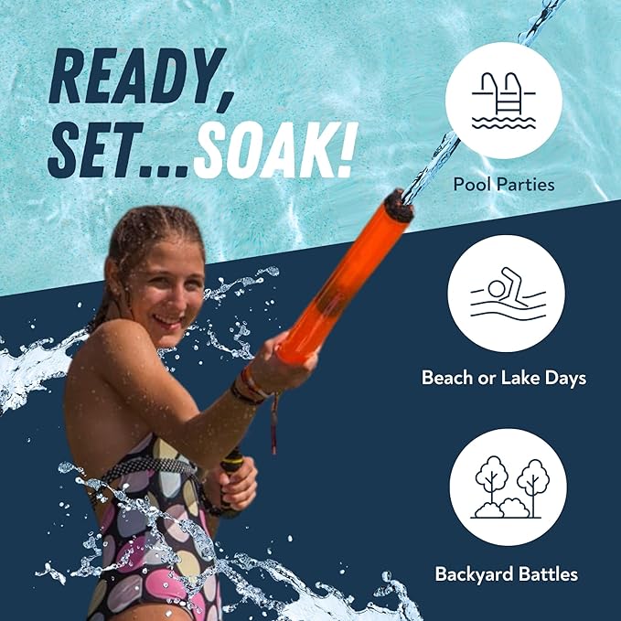 Stream Machine TL-600 Water Blaster 2 Pack, Water Gun Squirt Gun Set, Hydrobolic Water Launcher, Shoots Up to 70 Feet, Easy Fill for Pool, Lake, Ocean & Beach, Ages 8+
