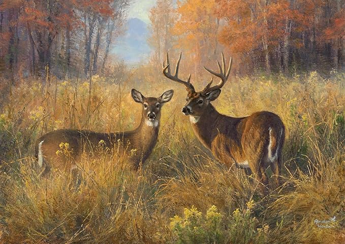 Buffalo Games - Proud Pair - Abraham Hunter - 300 Oversized Piece Fall Jigsaw Puzzle - Larger Shapes - Great for Adults, Seniors, Family, Kids - Easy to Grip - Seasonal Autumn Artwork
