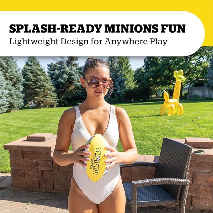 Minions Water Football Pool Toy, Kids Beach and Pool Football for Summer Water Games, Backyard, Parties, and Outdoor Play