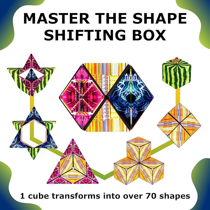 Shashibo Shape Shifting Box - STEM Fidget Toy with Ultra Strong Magnets - Sensory Puzzle Cube Transforms Into 100+ Shapes, Easter Basket Stuffers Gift for Kids, Teens, and Adults (Hyper Melon)