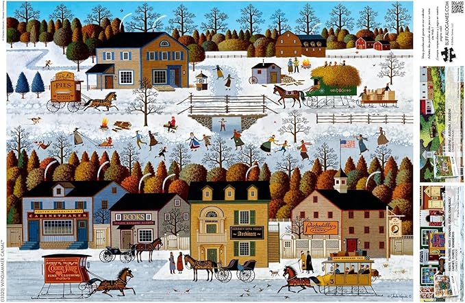 Buffalo Games – Charles Wysocki - Windjammer Canal - 1000 Piece Winter Jigsaw Puzzle - Festive Holiday Puzzles for Adults – Precision-Cut Pieces, Christmas Artwork, and Hours of Fun