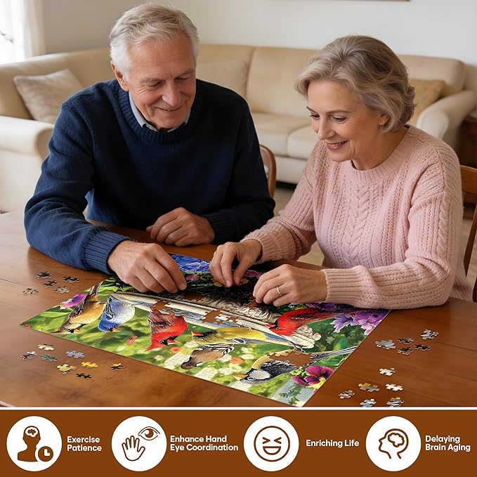 500 Piece Puzzles for Adults, Birds Jigsaw Puzzle 500 Piece for Adults Seniors, Recycled Cardboard Large Piece Puzzle 500, Family Games Great Gift for Mom Dad Family Friends 20.5 x 15 in