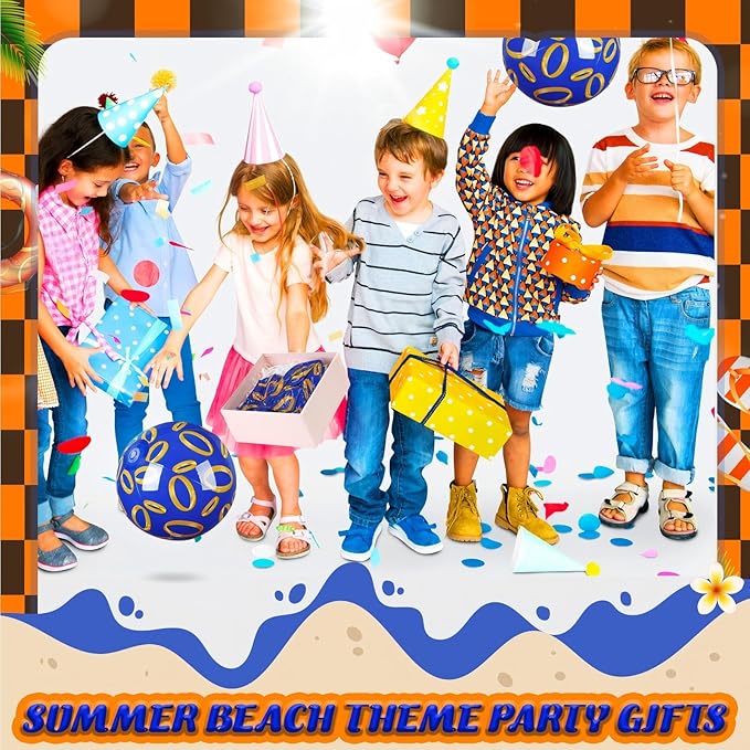 Leyndo 12 Pack Golden Rings Themed Beach Ball for Kids 7.87" Bulk for Summer Pool and Beach Game Gifts and Birthday Party Supplies and End of The Year Class Party Decoration Favors