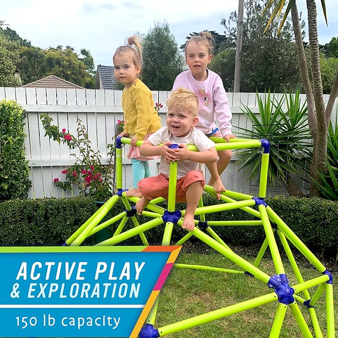 Eezy Peezy Climber with Top - Active Indoor Outdoor Play Set Climbing Dome Equipment Toys - Fun for Kids Ages 3 to 6 Years Old, Green and Blue