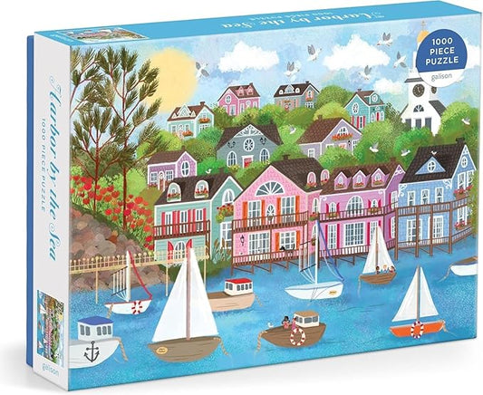Galison Harbor by The Sea – 1000 Piece Joy Laforme Jigsaw Puzzle Featuring Beautiful Artwork of New England Summer Paradise