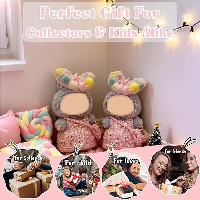 15 17cm Doll Clothes(NO Doll), Cute Dolls Outfit Accessories with Knitted Dress + Hair Clip + Bag, Small Kawaii Clothes Set for Dolls
