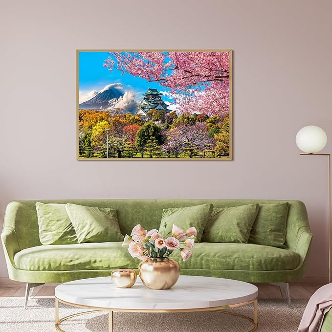 HUADADA 1000 Piece Puzzles for Adults - Cherry Blossoms in Osaka Castle, Japan - Jigsaw Puzzles for Adults 1000 Piece Educational Games Colorful Puzzles for Home Decoration