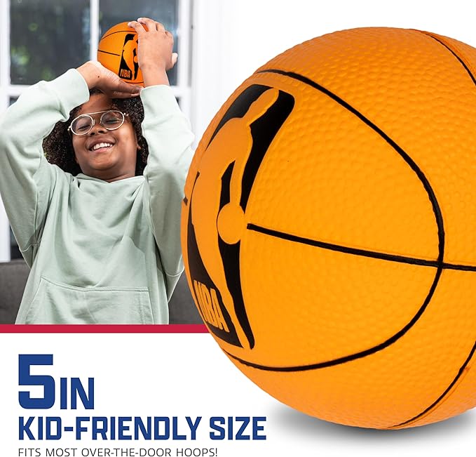 Franklin Sports NBA 5” Foam Basketball - (2) Mini Soft Foam Youth Basketballs - Indoor + Outdoor Toy Basketballs for Kids - Perfect Mini Hoop Ball - 2 Pack - Orange