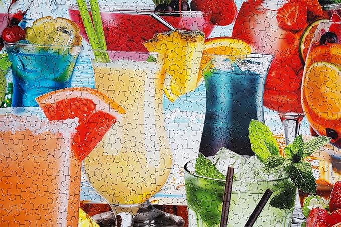 Springbok Summer Sips 1000 Piece Jigsaw Puzzle for Adults - Colorful Tropical Drinks - Unique Cut Pieces - Made in USA