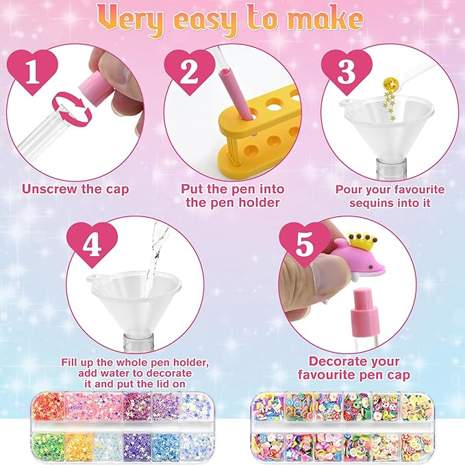 FEMBW Pen Making Kit – DIY Pen Creator Studio with 75+ Craft Pieces, Aesthetic School Supplies for Girls Ages 6–12, Fun Gift & Students Stationery, College Essentials, Birthday & Holiday Idea