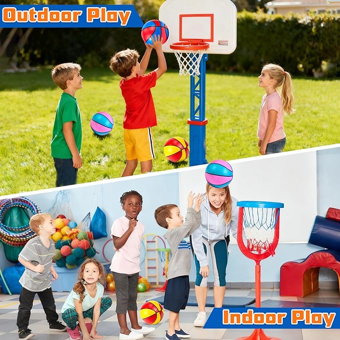 Hymaz 3 Pack Mini Basketballs Set 7 Inch - Size 3 Basketball with Pump for Kids, Swimming Water Pool Sports Toys Bouncy Basket Balls for Basketball Hoops Arcade Games Indoor Outdoor Play