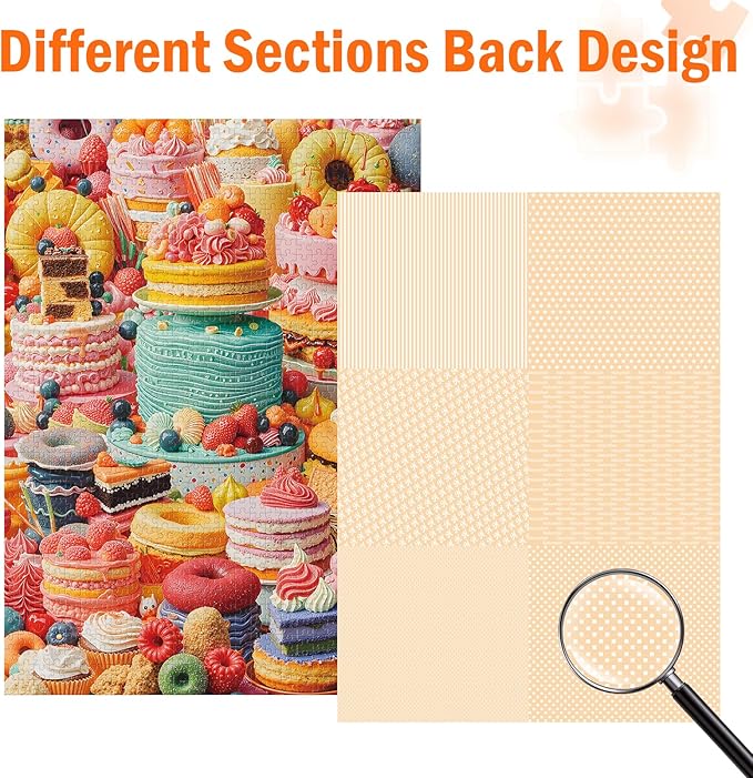 Jigsaw Puzzles for Adults 1000 Pieces, Colorful Delicious Donut Food Cakes Difficult Challenging Unique Puzzle for Game Night Family Home Decor, 20x27 Inches, Cakes