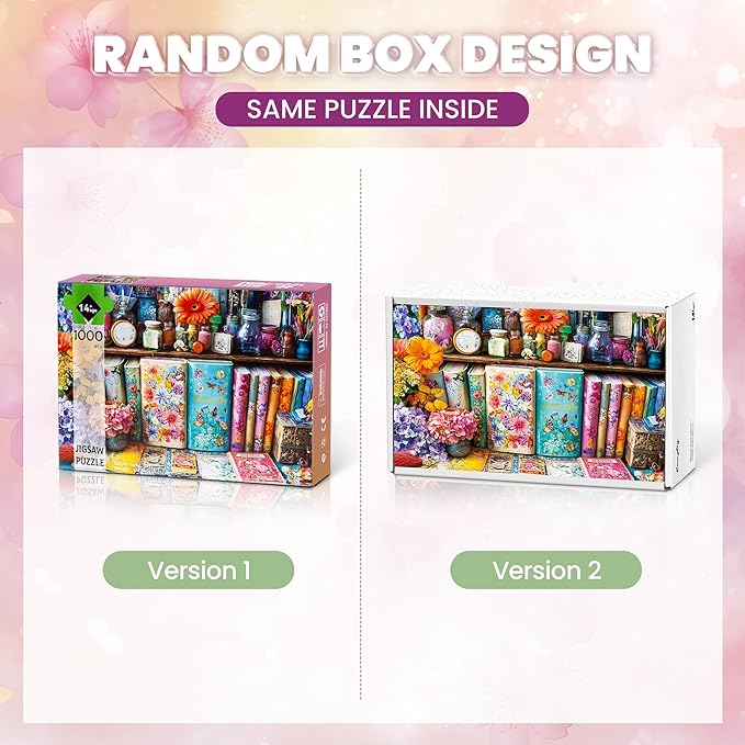1000 Piece Puzzles for Adults, Vibrant Floral Book Jigsaw Puzzles 1000 Pieces, Flower Handbook Nook Puzzles with Letters on Back, Creative Games Gifts and Home Decor, 27.5" × 19.6“, 1:1 Poster