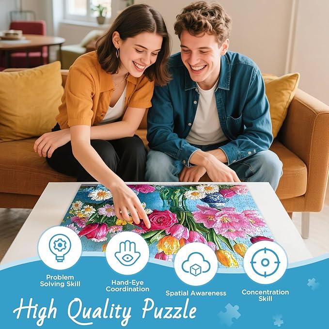 500 Piece Puzzle for Adults, Beautiful Flower Puzzles for Adults Senior, Age 12+, Tulip Rose Jigsaw Puzzles 500 Pieces, Challenging Puzzle Perfect Game Nights for Family Friend 20.5 X 15 Inches