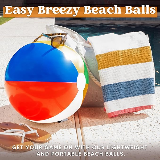 JOYIN 2-Pack 20" Beach Balls - Pool Toys Large Inflatable Beach Ball Swimming Pool Water Games, Classic Rainbow Color Beachball Luau Birthday Decorations Party Supplies Party Favors Gifts
