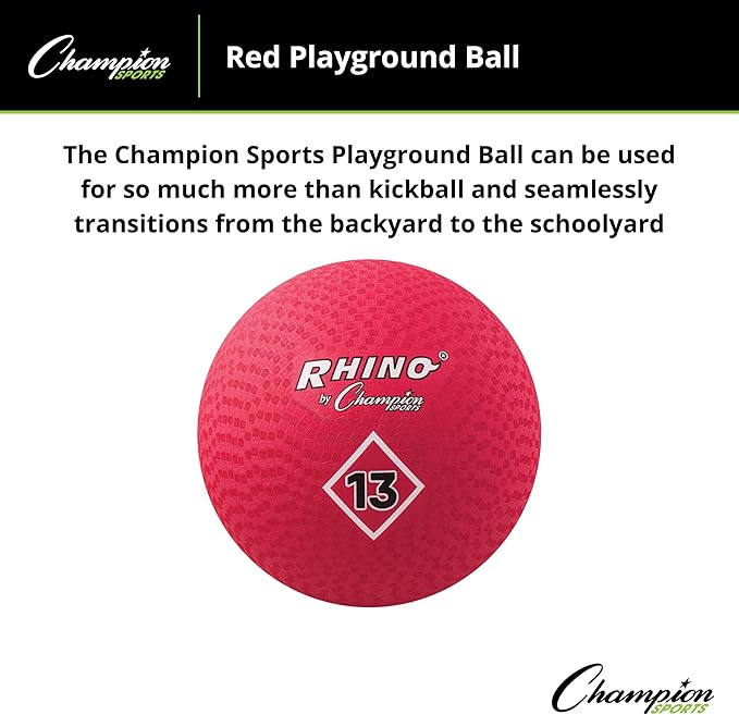 Champion Sports Playground Ball – Durable High-Bounce Ball, Sizes 5", 6", 7", 10", 13" & 16" for Gym, Recess & Play