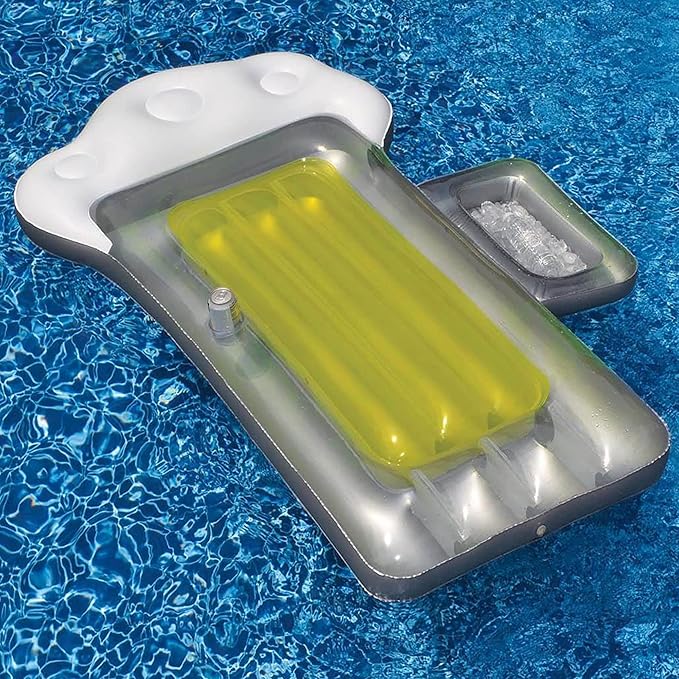 SWIMLINE Inflatable Swimming Pool Float Lounger Raft Mattress, Fun Mat, Beer Mug, Yellow