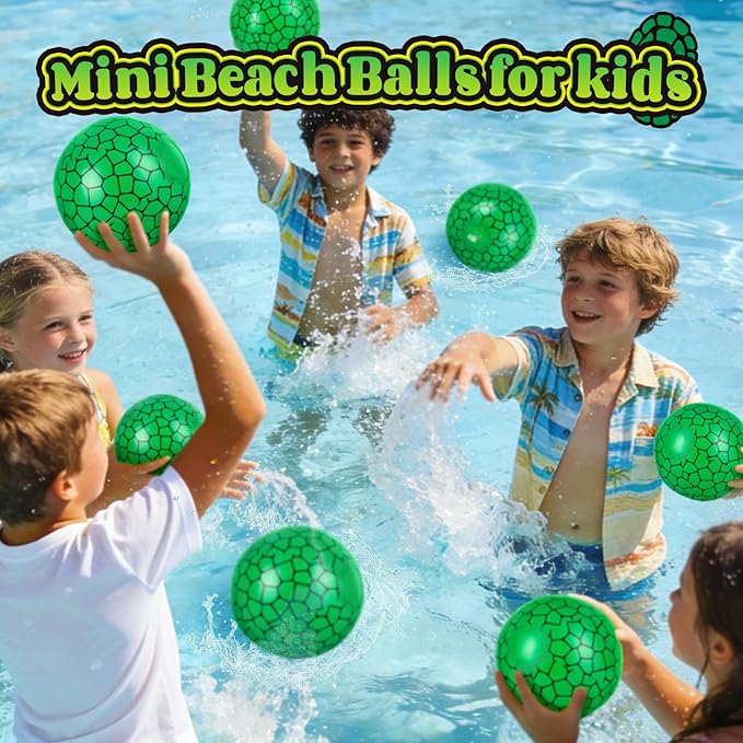 12 Pack Turtles Themed Beach Balls - 6 Inches Inflatable Floating Balls for Birthday Party Decorations, Summer Pool and Beach Game, and Bulk Birthday Party Favors