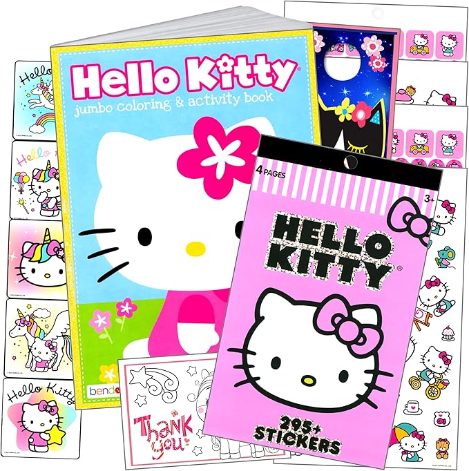 Bendon Hello Kitty Coloring Books and Stickers with Coloring Book Set, Hello Kitty Stickers, Reward Sticker Set, and More