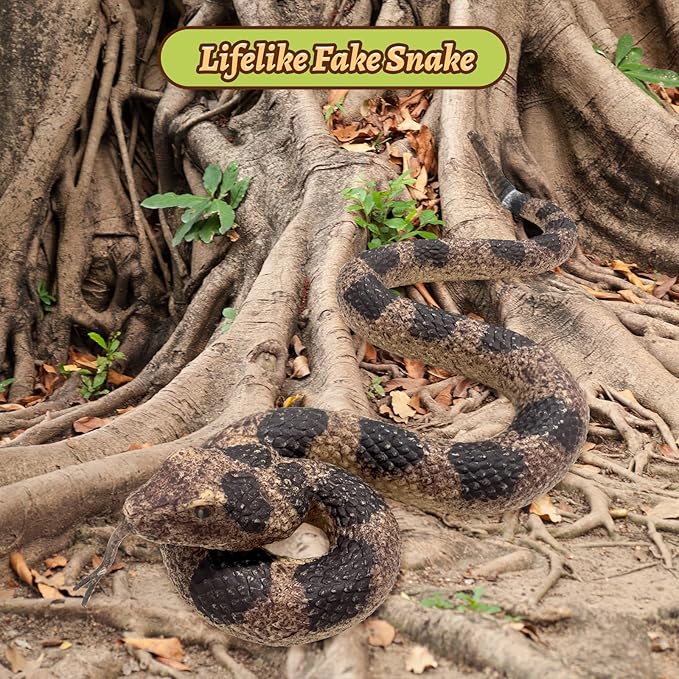 LRCXL Realistic Fake Snakes Toy Soft Rubber Snakes to Keep Birds Away - Rattlesnake Toys for Garden Props to Keep Birds Away, Scare Squirrels, Mice, Pranks Halloween Decoration Props