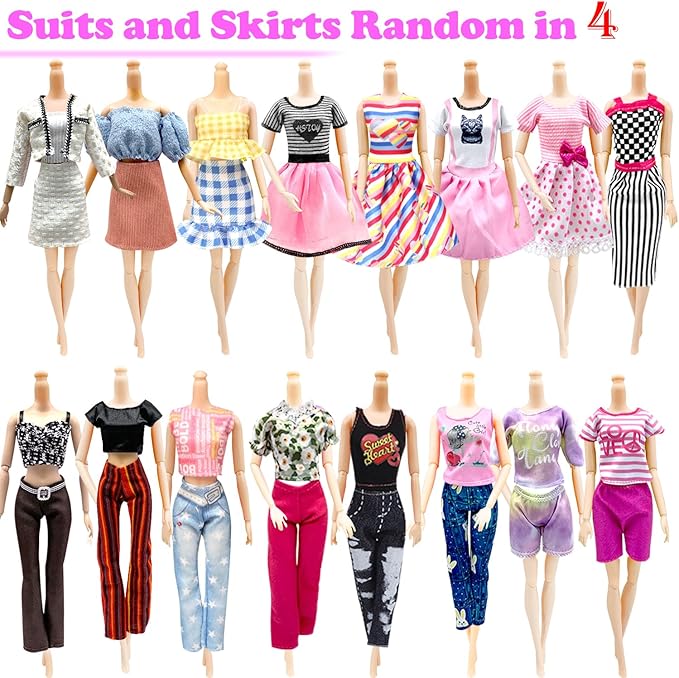 Dolls Clothes and Accessories, Bunk Bed Playset, 2 Pajamas, 2 Fashion Dresses, 2 Clothing Outfits, Bedroome Set for 11.5 inch Dolls, with 2 Blankets