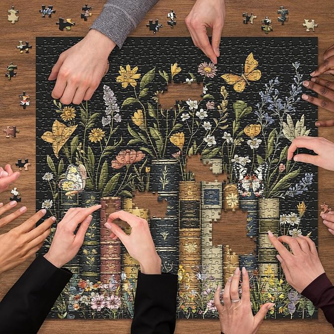 Wildflowers Puzzles for Adults 1000 Pieces, PICKFORU Wildflower Pages Jigsaw Puzzle, Vintage Book Puzzles for Book Lover, Plant Floral Flowers Puzzle as Home Decor