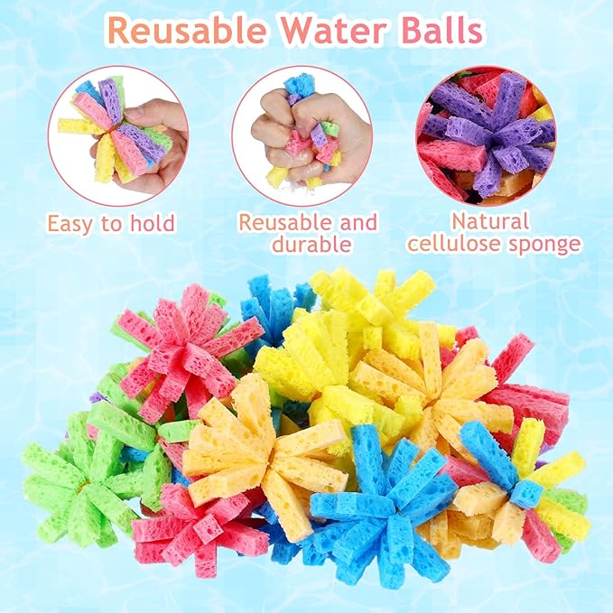 30 Pcs Reusable Water Balls for Outdoor Water Sponges Kids Games Toys Soft Quick Soak Pool Fight Toys for Summer Activities Backyard Trampoline Beach Party (Fresh Color)