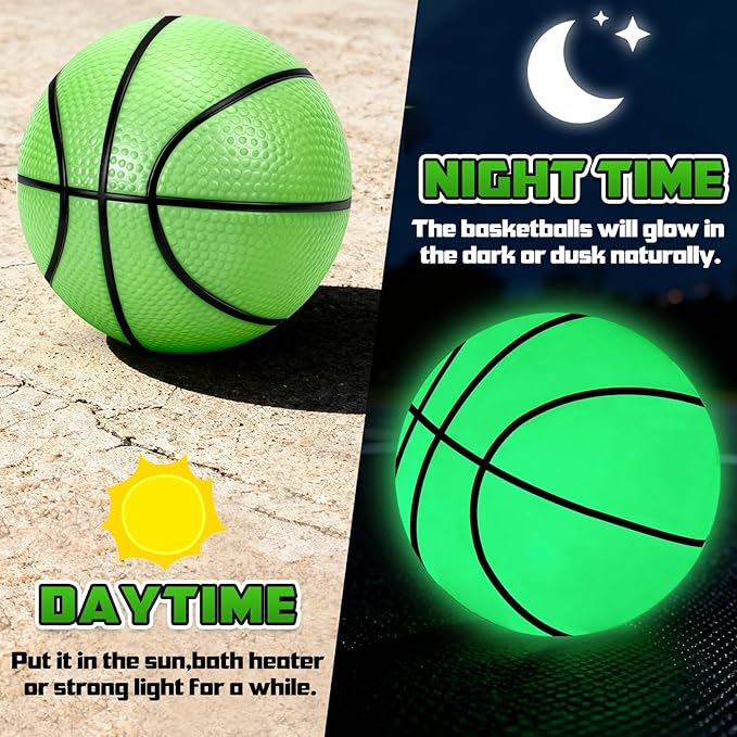 Glow in The Dark Basketball, 6 Pack Mini Basketball Toy for Kids and Adults, Great for Floating Water Basketball Hoops Toys Beach Pool Games Pool Party and Indoor or Outdoor Play