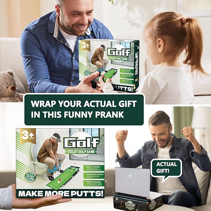2 Pcs Prank Gift Box, Toilet Golf Game Facade, Wrap The Actual Gifts with a Prank Empty Gag Box, Funny Christmas Gag Presents Ideas for Dad Men Boyfriend (Pack of 2)