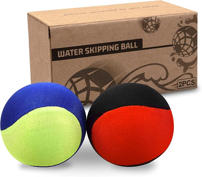 Water Skipping Ball Summer Beach Ball 2-Pack Water Bouncing Balls Grip Ball for Beach Swimming Pool River Lake