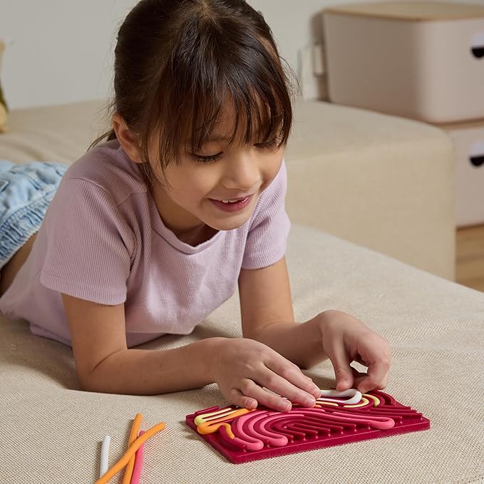 Sensory Activity Board: Silicone Fidget Toy for Calming, Stress, Anxiety, ADHD & Autism | Silent, No Mess | Kids 3+ & Adults | Includes Portable Travel Bag & 11 Strings