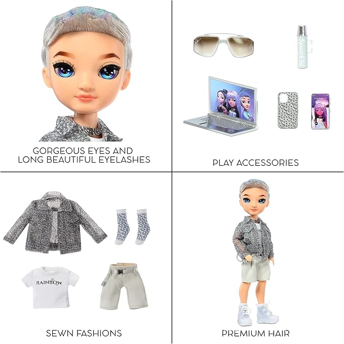 Rainbow High Aidan- Purple Boy Fashion Doll. Fashionable Outfit & 10+ Colorful Play Accessories. Great Gift for Kids 4-12 Years Old and Collectors.