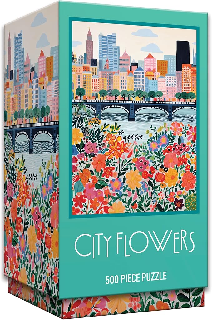 RoseArt - Vertical Visions - City Flowers - 500 Piece Jigsaw Puzzle - Stunning Cityscape and Floral Design Puzzle for Adults
