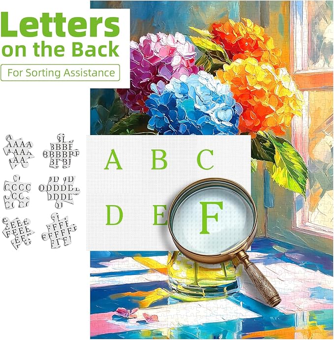 Hydrangea Puzzles for Adults 500 Pieces, Front of Window Blossom Flowers Art Jigsaw Puzzles for Family Fun Challenging, Party Game Gifts Decoration (23 x 15 Inch)