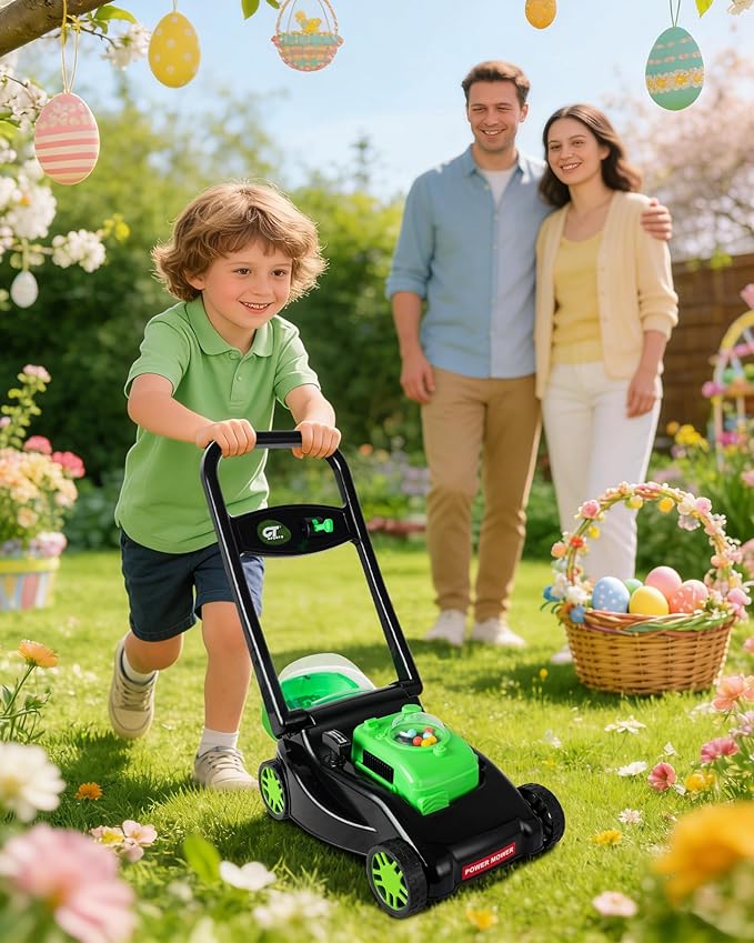 Kids Lawn Mower with Realistic Grass-Cutting Action and Sounds – No Batteries Required | Fun Outdoor Push Toy, Birthday Gift & Holiday Present for 3, 4, 5, 6, 7, 8 Year Old Boys and Girls (Black)