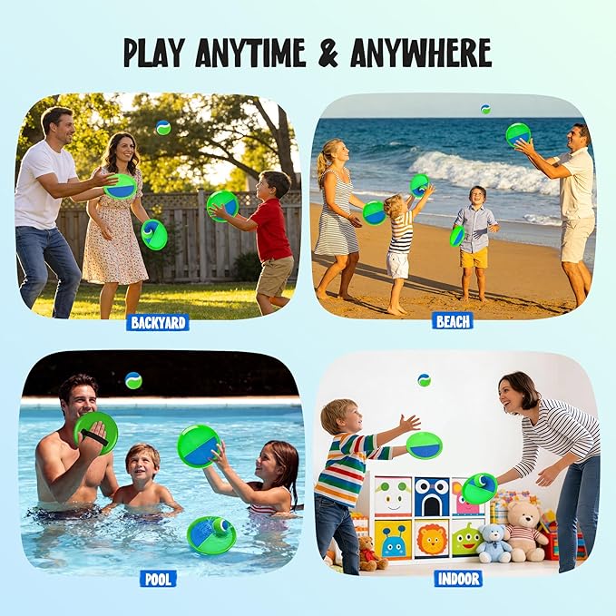 Toss and Catch Ball Game Set, Easter Basket Stuffers Beach Pool Toys Games for Family Kids Adults, Indoor Outdoor Yard Lawn Park Fun Sports Gifts for Boys Girls Ages 3 4 5 6 7 8 9 10 11 12