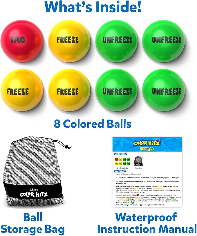 Skillmatics Color Hitz Pool Toys - Swim & Splash Freeze Tag, Perfect for Swimming Pool & Summer Fun for Kids, Gifts for Boys & Girls Ages 6, 7, 8, 9 and Up