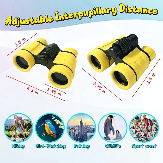 ESSENSON Binoculars for Kids Toy Gift for 3 4 5 6 7 8+ Year Old Boys Girls Kids Telescope Outdoor Toys for Sports and Outside Play Hiking, Bird Watching, Travel, Camping, Birthday Presents(Yellow)