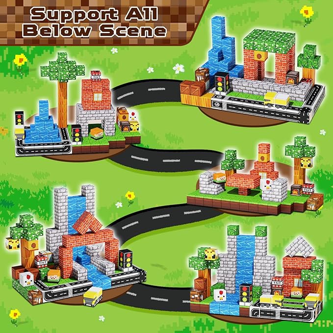 150 PCS Magnetic Blocks - Building Block for Kids Ages 4-8, Magnet Blocks Cubes for Boys Girls, STEM Educational Stacking Magnet Toy for 3 4 5 6 7 8 9 10 11 12 Birthday Gifts, Easter Basket Stuffers
