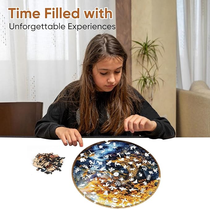 Qiuenisray Wooden Puzzles for Adults, Tree of Life Waterfall River Jigsaw Puzzles 200 Piece, FSC Certified Unique Shape Puzzles Piece, Wall Decor Wood Puzzle Creative Gift for Family Game 11.2x11.2 in