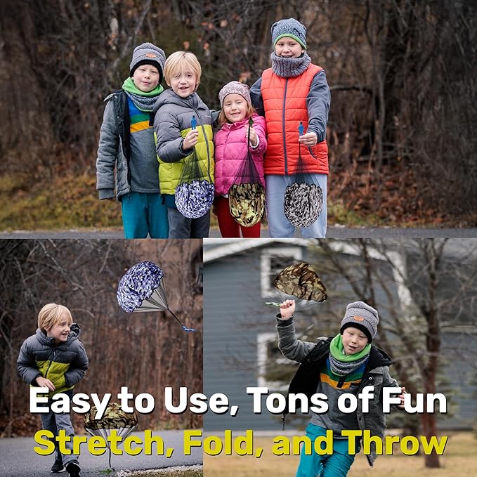 nutty toys Army Parachute Toys for Kids - Tangle Free Outdoor Flying Parachute Men, Best Indoor & Outside Toys for 4 5 6 7 8 9 10 11 12 Year Old, Top Easter Basket Stuffers 2026, Unique Boys Gifts