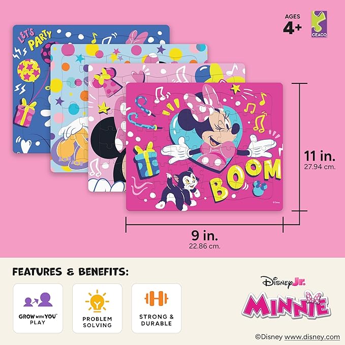 Disney Minnie Mouse - CEACO Tray Puzzles 4 Pack - Made for Kids Ages 4+