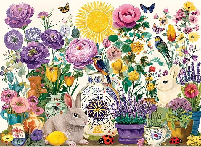 300 Pieces Jigsaw Puzzles for Adults, Summer Garden Jigsaw Puzzle for Adults Elders Seniors, Birds and Floral Puzzle, Interlock Perfectly Letter on Back, Home Decor Party Gift Toy 20.5 x 15 in