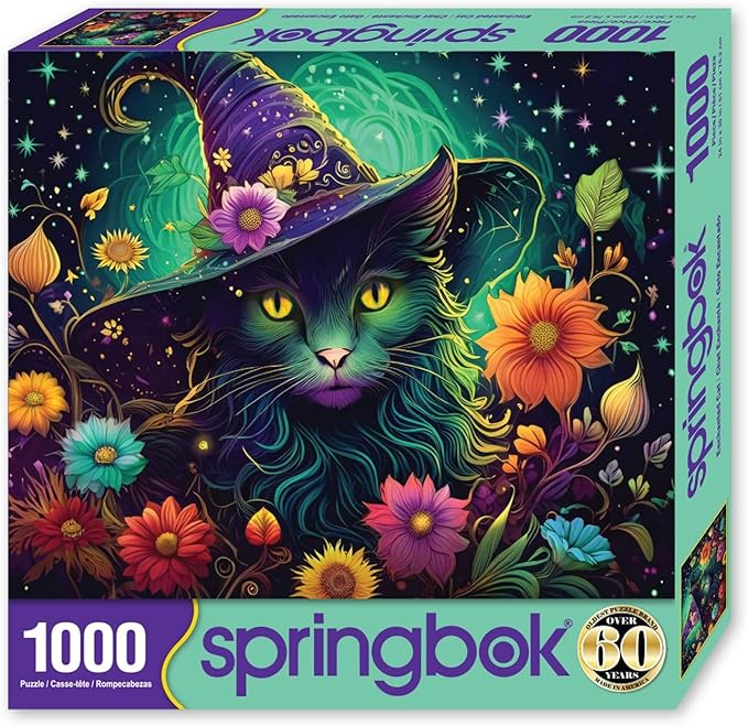 Springbok's Enchanted Cat 1000 Piece Jigsaw Puzzle Features a Mystical Cat in This Halloween Themed Puzzle