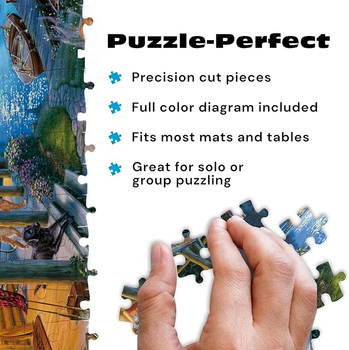 Buffalo Games - Moonlight Lodge - 1000 Piece Puzzle for Adults, Darrell Bush Lake Cabin Jigsaw with Poster, Premium 1000 Piece Jigsaw Puzzle