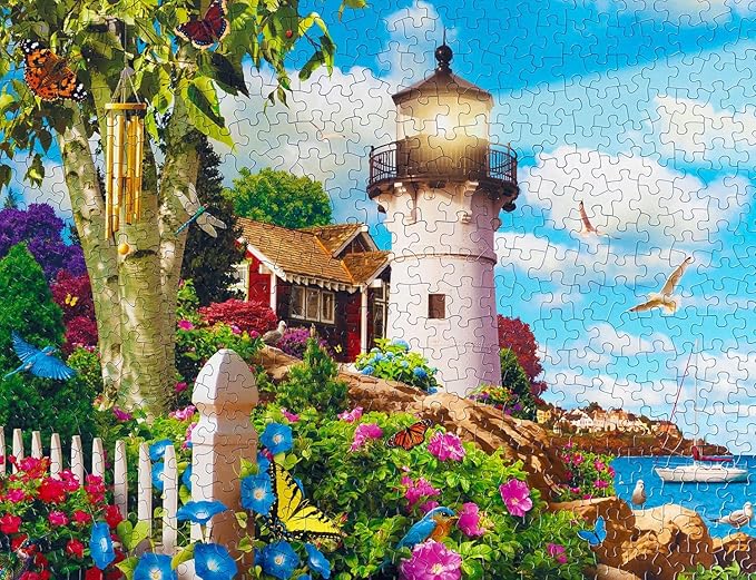Springbok's Coastal Illumination 500 Piece Jigsaw Puzzle for Adults Features an Idealic Costal Retreat - Made in The USA