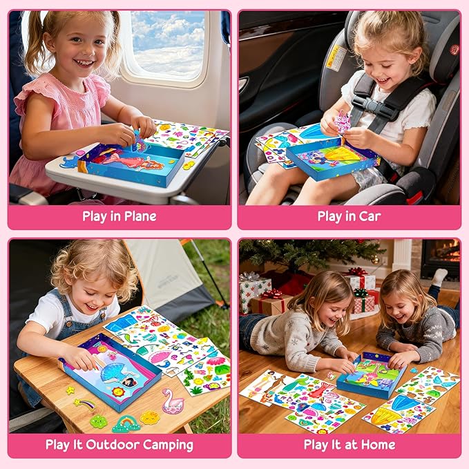 Magnetic Dress Up Dolls Girls Toys Princess Mermaid Fairy Ballerina Fridge Magnets Puzzles Toddlers 3-5 Pretend Play Car Road Trip Airplane Travel Games Activity Birthday Gift 3 4 5 6 7 8 Gilr Boy