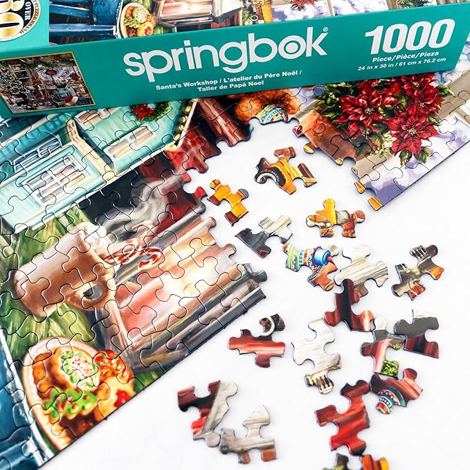 Springbok's Santa's Workshop 1000 Piece Jigsaw Puzzle by Artist Dona Gelsinger Features The Famous Christmas Workshop of Santa's Elves