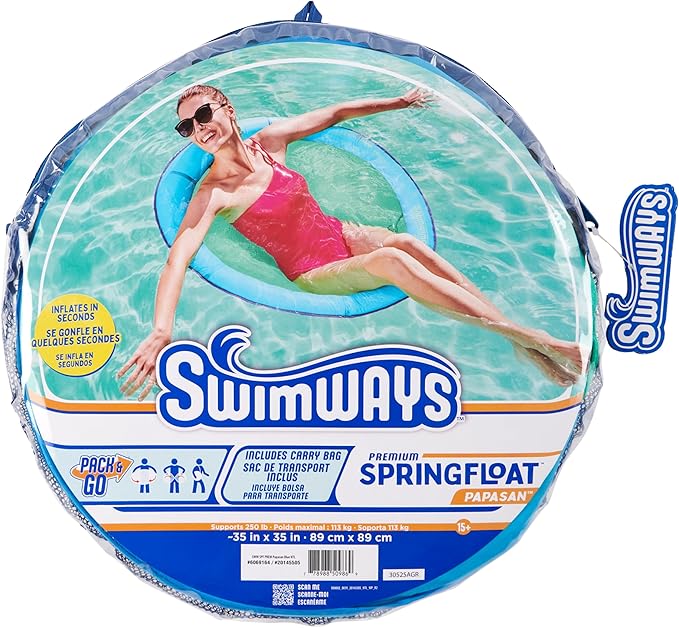 SwimWays Spring Float Premium Papasan Pool Lounger, Inflatable Pool Floats Adult with Fast Inflation for Ages 15 & Up