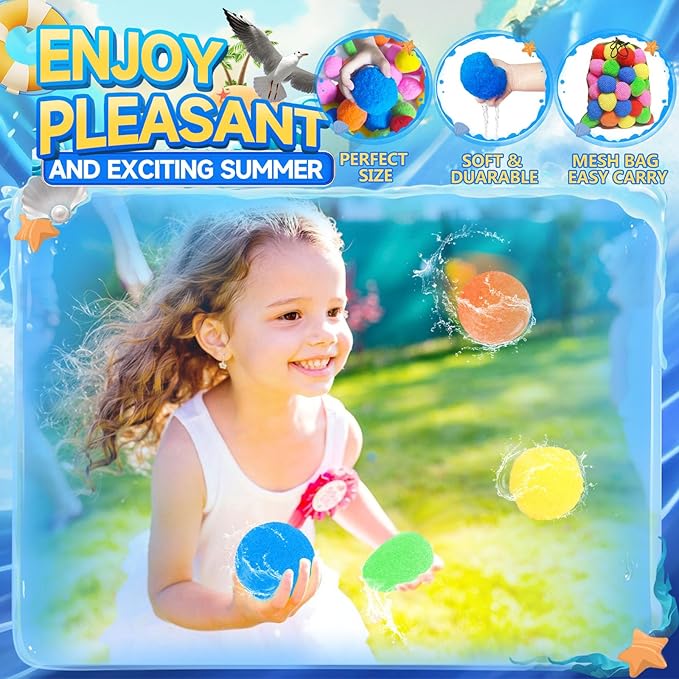 90 Pcs Reusable Water Balls, Reusable Water Balloons for Outdoor Toys and Games, Water Toys for Kids and Adults Boys and Girls - Summer Toys Ball for Pool and Backyard Fun